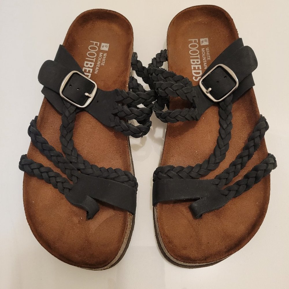 White Mountain footbeds Hayleigh black thong sandal women's 7